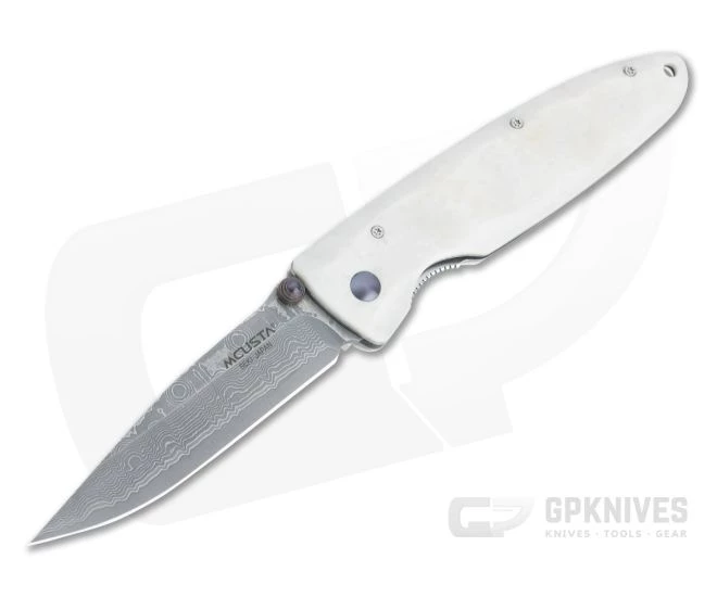 MCusta Classic Wave Damascus Corian Liner Lock Folder 19D