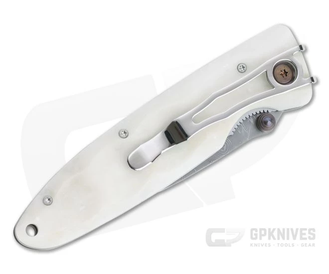 MCusta Classic Wave Damascus Corian Liner Lock Folder 19D - Image 2