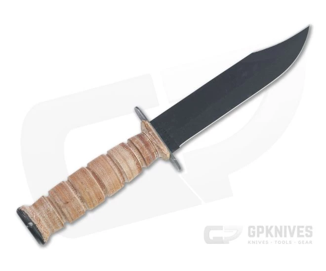 Case XX USMC Fighting Knife Black 1095 Grooved Leather Fixed Blade Knife 00334 - Image 3