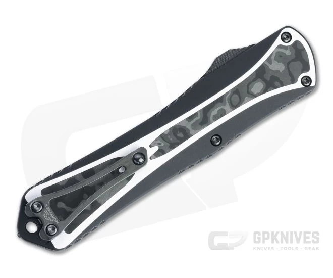 Heretic Custom Manticore-X Double Edge Hand Ground Two-tone DLC Elmax Black Camo Fat Carbon OTF Automatic 004 - Image 2