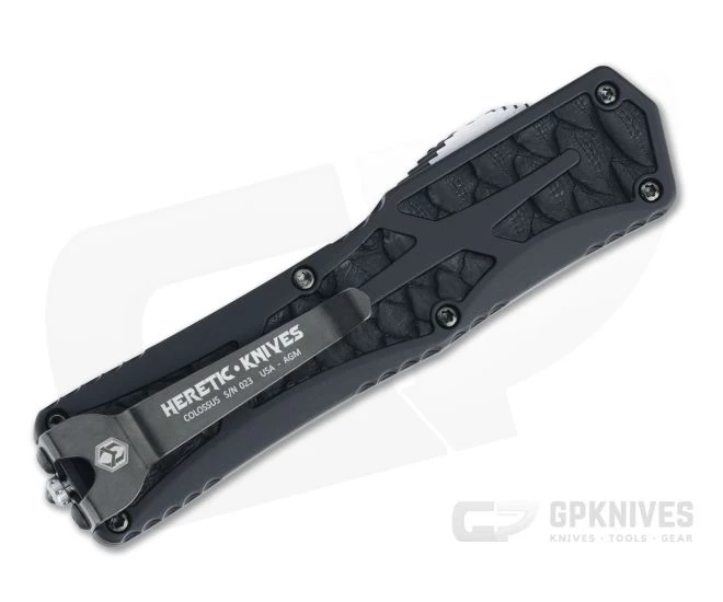 Heretic Custom Colossus Double Edge Hand Ground Reptilian Damascus Python Inlaid Black OTF Automatic 007 - Image 2