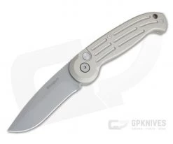Boker Magnum SpeedMaster Blasted AUS-8 Drop Point Grey Aluminum Automatic 01BO007N