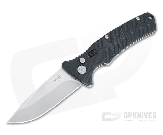 Boker Plus Strike Spear Point Stonewashed D2 Black Automatic Knife 01BO457N