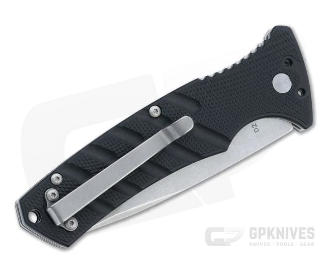 Boker Plus Strike Spear Point Stonewashed D2 Black Automatic Knife 01BO457N - Image 2