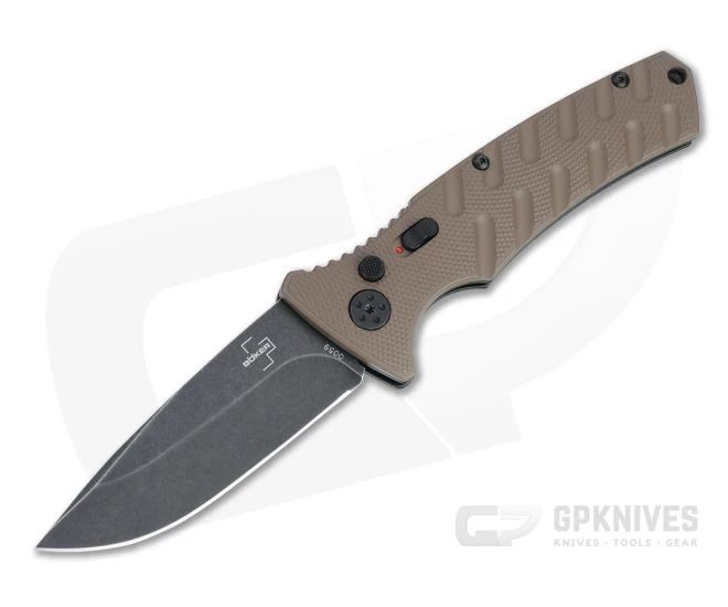Boker Plus Strike Spear Point Black Stonewashed D2 Coyote Brown Automatic Knife 01BO459N