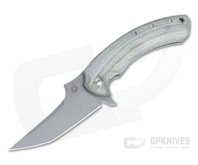 Fox Geco Bastinelli Stonewashed N690Co Green Canvas Micarta Titanium Frame Lock Flipper 01FX874