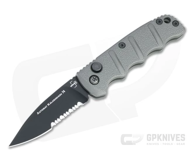 Boker Mini Kalashnikov 73 Automatic Part Serrated Black AUS-8 Gray Folding Knife 01KALS73BN
