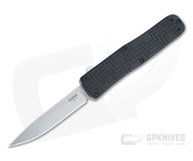 Boker Plus OTF Stonewashed Clip Point 154CM Black Aluminum OTF Automatic 06EX260