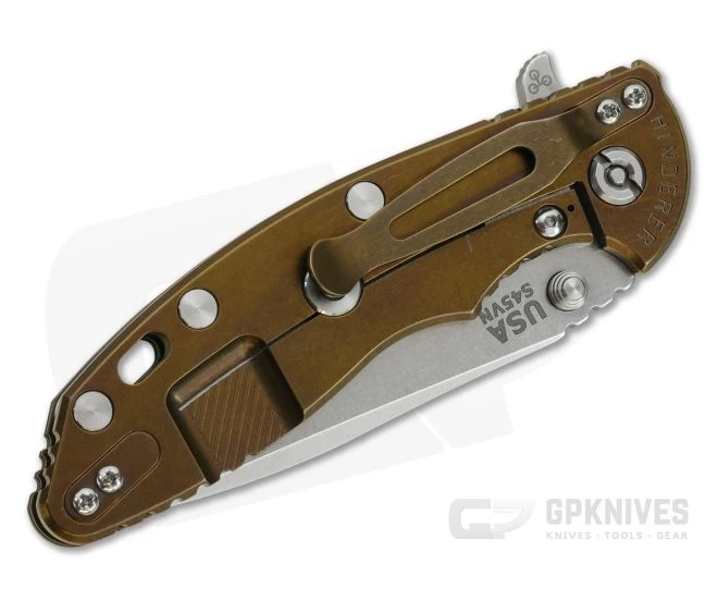 Hinderer XM-18 3.5" Stonewashed S45VN Spanto OD Green G10 Bronze Tri-Way Flipper 0974 - Image 2