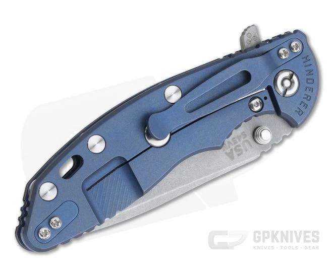 Hinderer XM-18 3.5" Working Finish S45VN Spanto Black G10 Battle Blue Tri-Way Flipper 0988 - Image 2