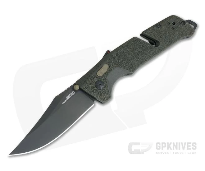 SOG Trident AT Olive Drab Plain PVD D2 Black GRN AT-XR Lock Assisted Folder 11-12-03-57