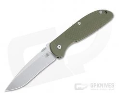 Hinderer Firetac Recurve Stonewashed 20CV OD Green G10 Tri-Way Bronze Titanium Frame Lock Folder 1106