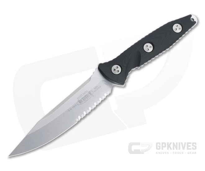 Microtech Socom Alpha Stonewashed Part Serrated M390 Black G10 Fixed Blade 113-11