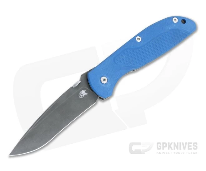 Hinderer Firetac Recurve Battle Black 20CV Blue G10 Tri-Way Titanium Frame Lock Folder 1145