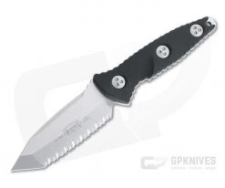 Microtech Socom Alpha Mini Tanto Full Serrated Stonewashed M390 Black G10 Fixed Blade 114M-12