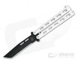 Bear and Son Cutlery Black Tanto Point White Butterfly Knife 115TANW