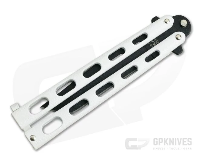 Bear and Son Cutlery Black Tanto Point White Butterfly Knife 115TANW - Image 2