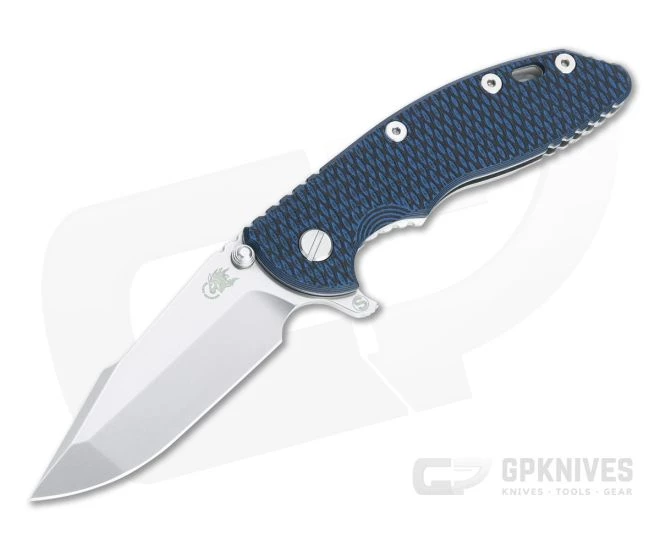 Hinderer XM-18 3.5" Skinny Harpoon Spanto Stonewashed 20CV Blue/Black G10 Tri-Way Flipper 1190