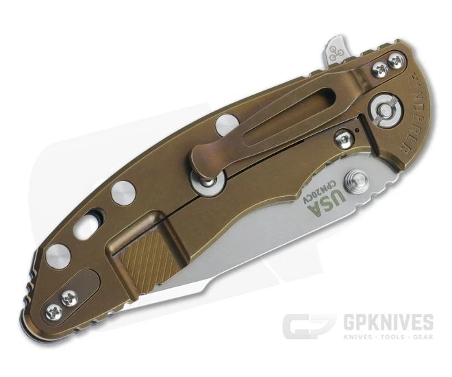 Hinderer XM-18 3.5" Skinny Harpoon Spanto Stonewashed 20CV Blue G10 Bronze Tri-Way Flipper 1195 - Image 2