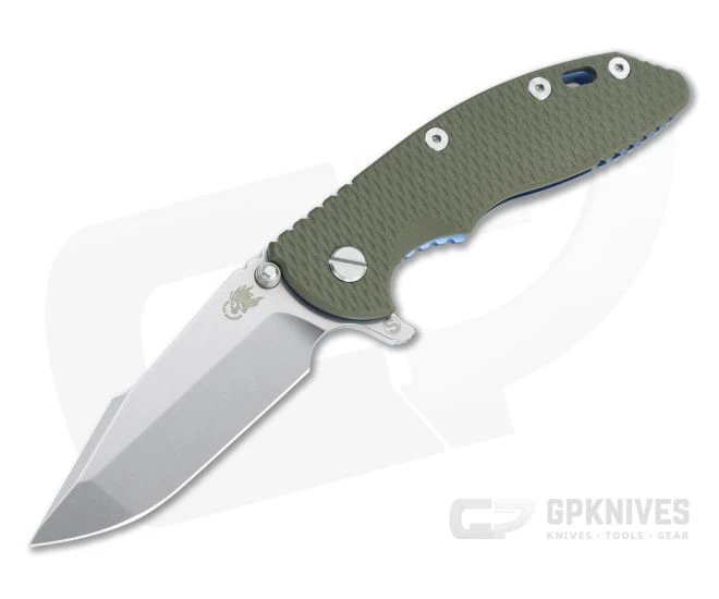 Hinderer XM-18 3.5" Skinny Harpoon Spanto Stonewashed 20CV OD Green G10 Blue Tri-Way Flipper 1197