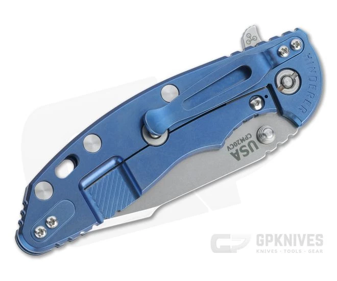 Hinderer XM-18 3.5" Skinny Harpoon Spanto Stonewashed 20CV Black G10 Blue Tri-Way Flipper 1198 - Image 2
