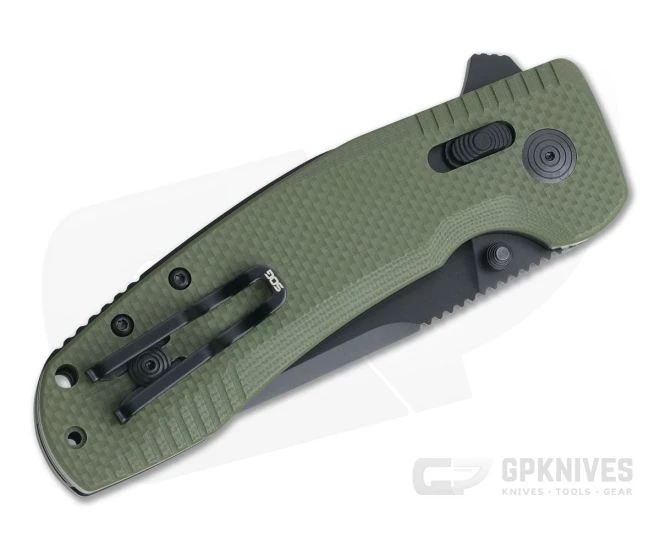 SOG TAC XR Black Plain D2 OD Green G10 XR Lock Flipper 12-38-02-57 - Image 2