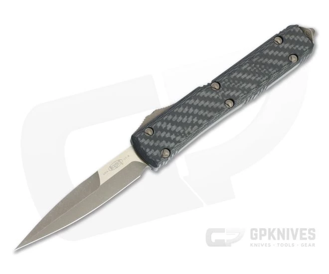 Microtech Ultratech Signature Bayonet Bronze Apocalyptic M390 Carbon Fiber Top OTF Automatic 120-13APCFS
