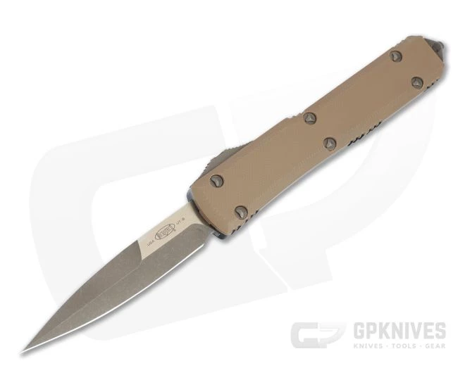 Microtech Ultratech Signature Bayonet Bronze Apocalyptic M390 Tan G10 Top OTF Automatic Knife 120-13APGTTAS