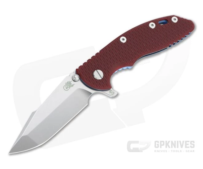 Hinderer XM-18 3.5" Skinny Harpoon Spanto Stonewashed 20CV Red G10 Blue Tri-Way Flipper 1200