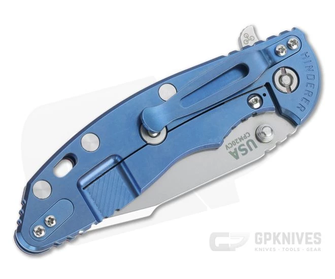 Hinderer XM-18 3.5" Skinny Harpoon Spanto Stonewashed 20CV Red G10 Blue Tri-Way Flipper 1200 - Image 2