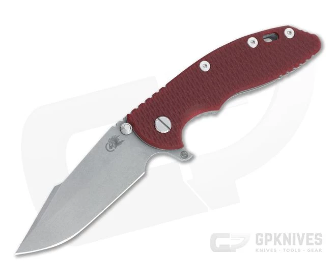 Hinderer XM-18 3.5" Skinny Harpoon Spanto Working Finish 20CV Red G10 Tri-Way Flipper 1201