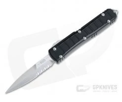 Microtech Ultratech II Stepside Bayonet Signature Satin Part Serrated M390 Automatic Knife 120II-5S