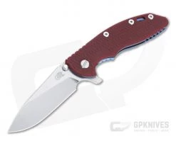 Hinderer Knives XM-18 3.5" Slicer Stonewashed 20CV Red G10 Stonewash Blue Ti Tri-Way Flipper 1213