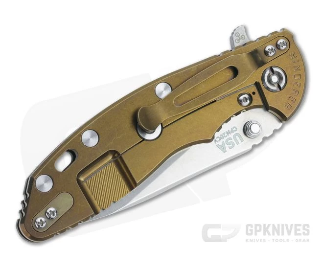 Hinderer Knives XM-18 3.5" Slicer Stonewashed 20CV Translucent G10 Stonewash Bronze Ti Tri-Way Flipper 1214 - Image 2