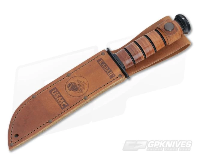 Kabar USMC Partially Serrated Knife Leather Handle 1218 - Image 2