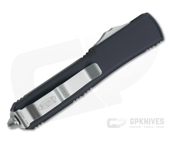 Microtech Ultratech D/E Stonewashed Elmax Double Edge Black OTF Automatic Knife 122-10 - Image 2