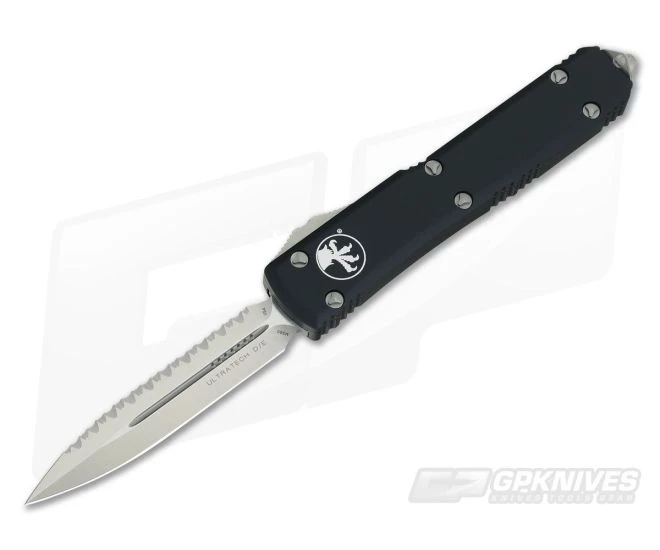 Microtech Ultratech D/E Satin Full Serrated M390 Double Edge OTF Automatic 122-6