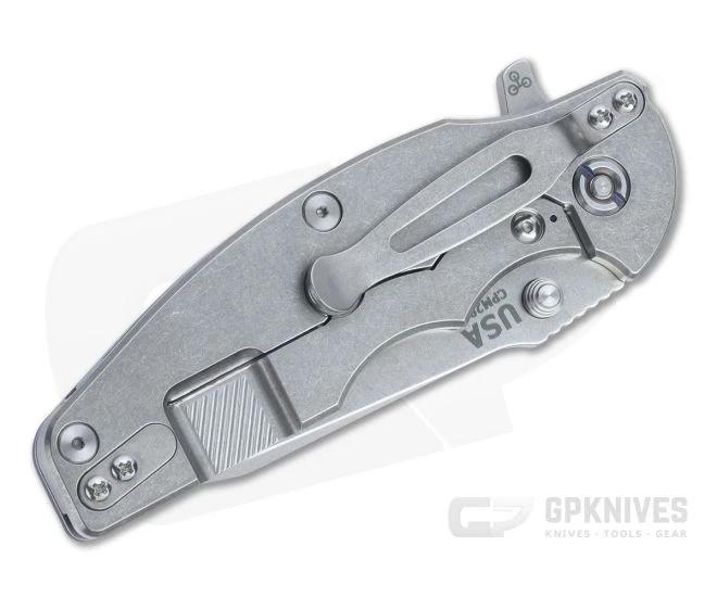 Hinderer Knives Jurassic Spear Point Stonewashed 20CV Gray G10 Tri-Way Pivot Flipper 1221 - Image 2