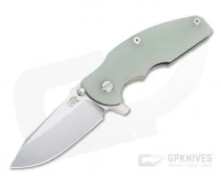 Hinderer Knives Jurassic Spear Point Stonewashed 20CV Translucent G10 Bronze Tri-Way Pivot Flipper 1222