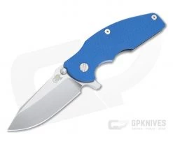 Hinderer Knives Jurassic Spear Point Stonewashed 20CV Blue G10 Blue Tri-Way Pivot Flipper 1224