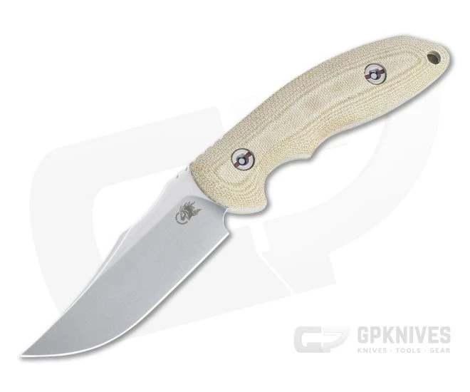Hinderer Emmett Bowie Stonewashed 20CV Natural Micarta Fixed Blade 1279