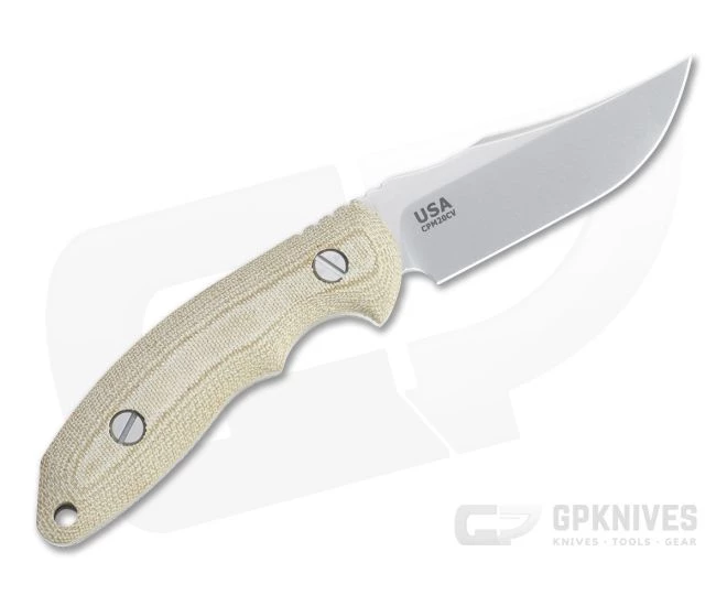 Hinderer Emmett Bowie Stonewashed 20CV Natural Micarta Fixed Blade 1279 - Image 3