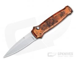 Piranha P12 Prowler Stonewashed 154CM Orange Button Lock Automatic