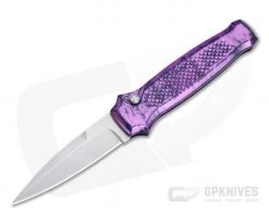 Piranha P12 Prowler Stonewashed 154CM Plum Button Lock Automatic