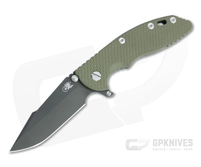 Hinderer XM-18 3.5" Skinny Harpoon Spanto 20CV OD Green G10 Battle Black Tri-Way Flipper 1332