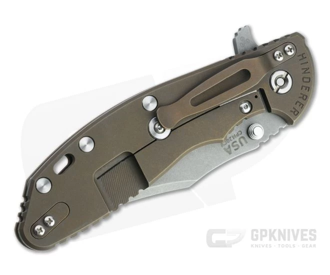 Hinderer XM-24 Bowie 20CV Coyote Tan G10 Battle Bronze Tri-Way Pivot Flipper 1340 - Image 2