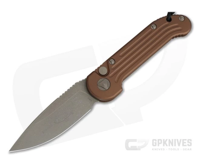 Microtech LUDT Apocalyptic Bronze Elmax Tan Automatic Knife 135-13APTA