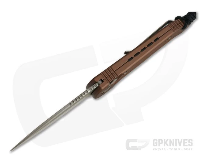 Microtech LUDT Apocalyptic Bronze Elmax Tan Automatic Knife 135-13APTA - Image 3