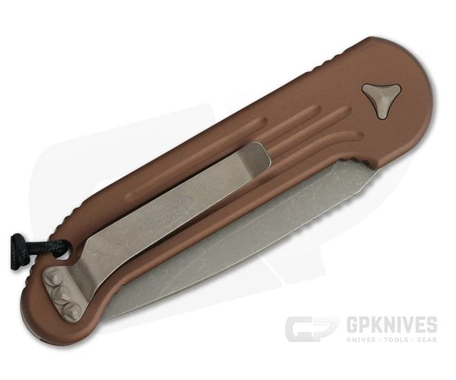 Microtech LUDT Apocalyptic Bronze M390 Tan Automatic Knife 135-13APTA - Image 2