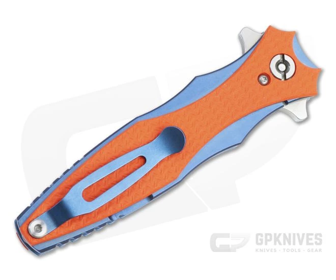 Hinderer Maximus Flipper Bayonet Stonewashed 20CV Orange G10 Blue Tri-Way Folder 1352 - Image 2